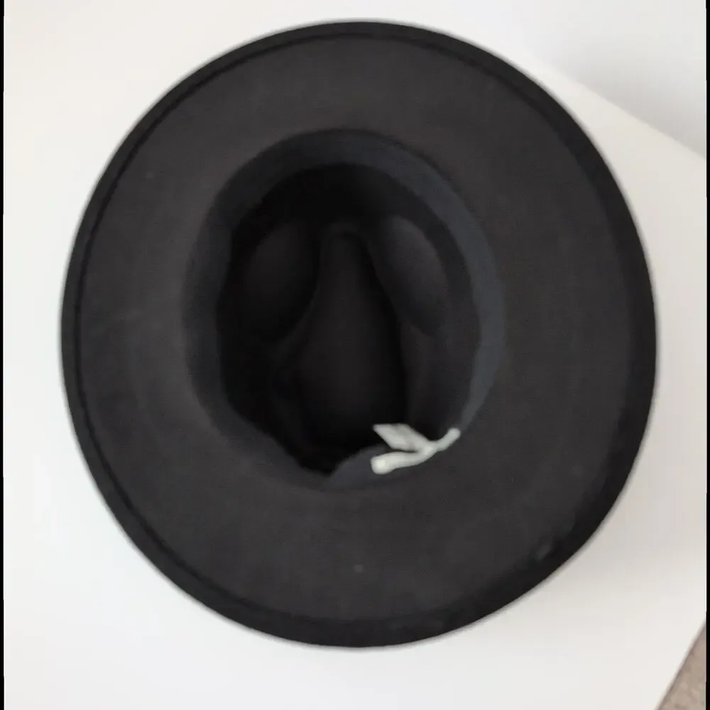 Abercrombie &‎ Fitch Black Hat Womens Felted Wide Brim Fedora Rancher Panama EUC